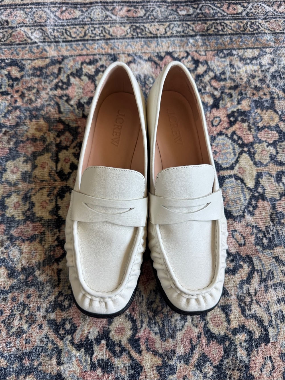 Jcrew Off White Leather Penny Loafers